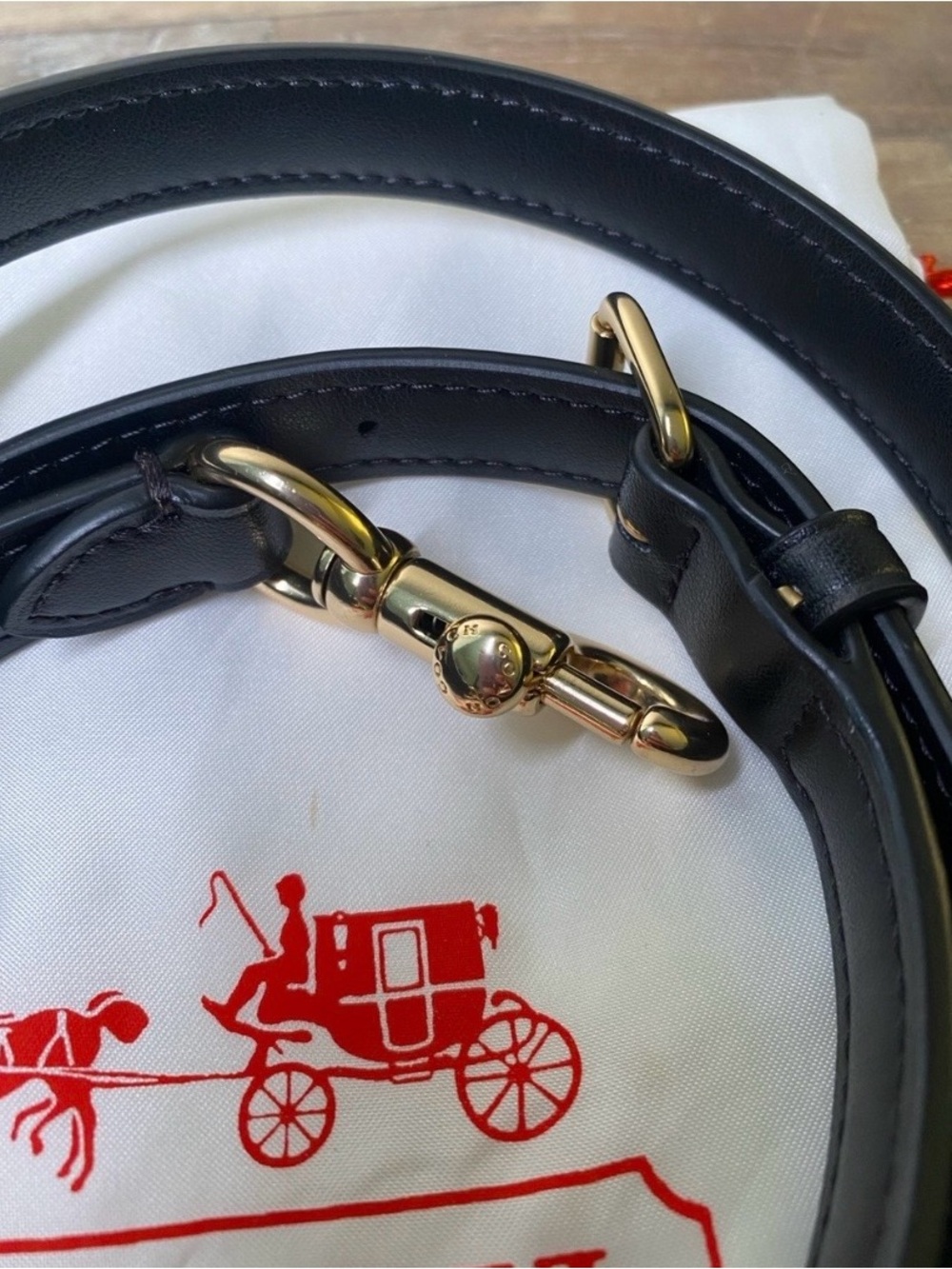 Coach Black Leather Strap with Gold Hardware - Picture 3 of 6